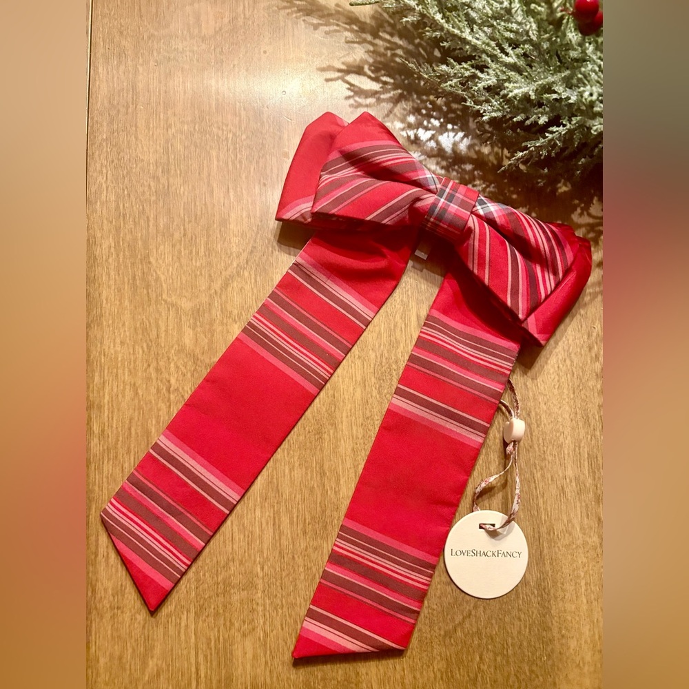 NWT Love Shack Fancy Lorna Barette  Cheery Red Bow Christmas Holiday *SOLD OUT*